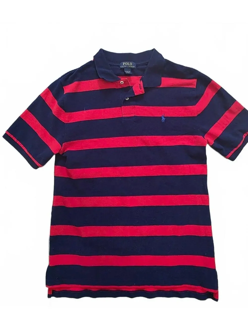 Polo Ralph Lauren Boys polo shirt navy blue red horizontal stripes size 18 20 XL